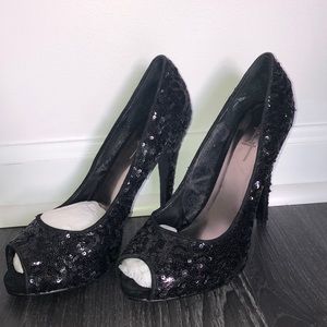 Black Sequin Heels